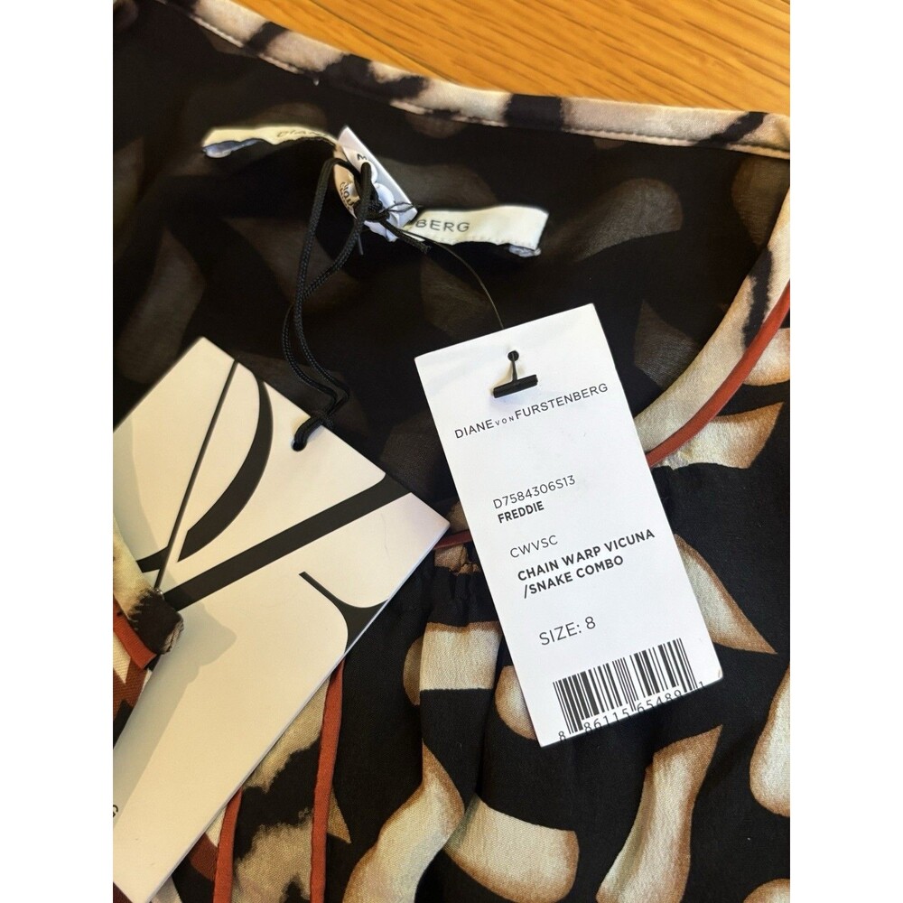Diane Von Furstenberg DVF Freddie Chain Warp Vicuna Snake Wrap Dress Size 8 New - Picture 5 of 8